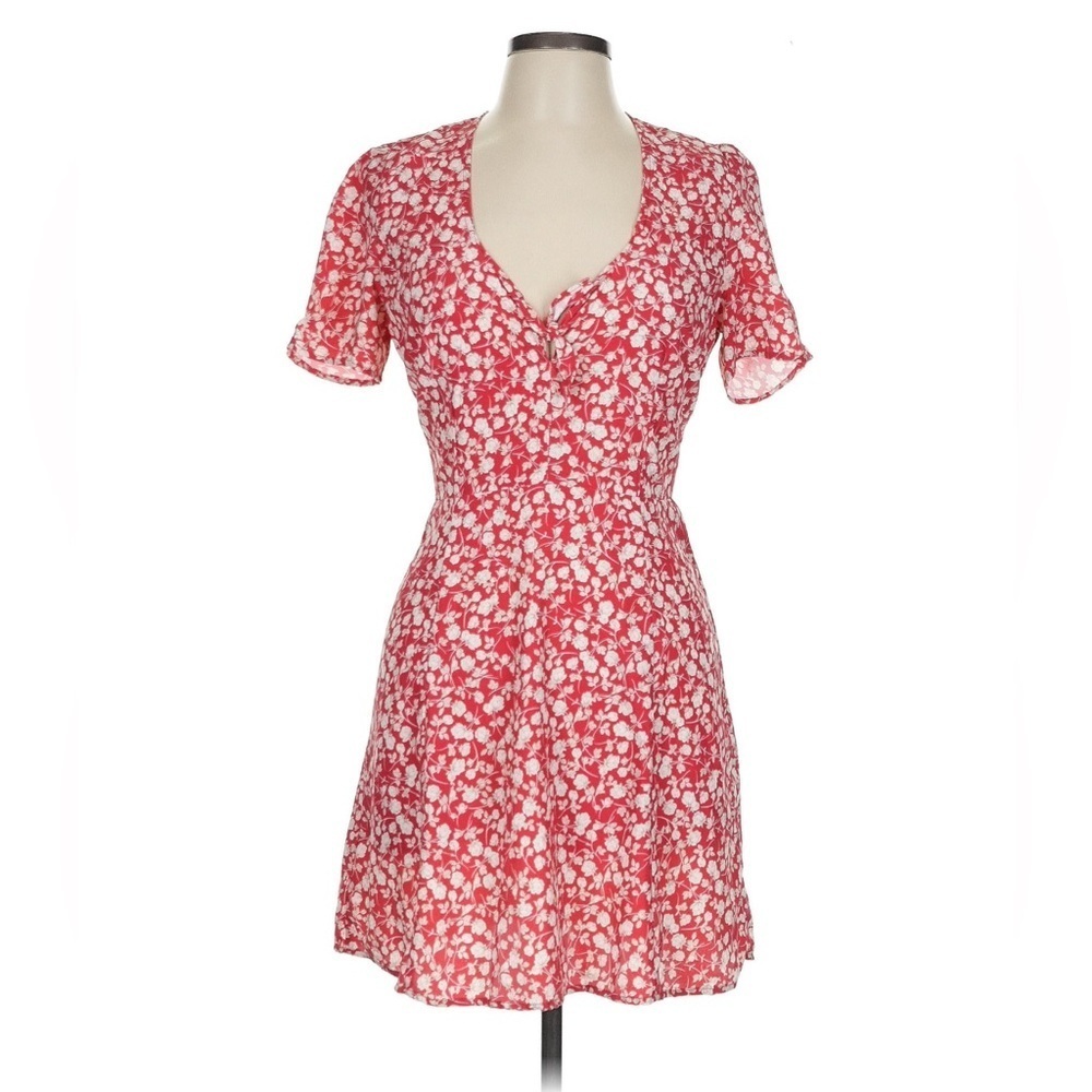 Thanne 100% Polyester Floral Red Dress Size 10